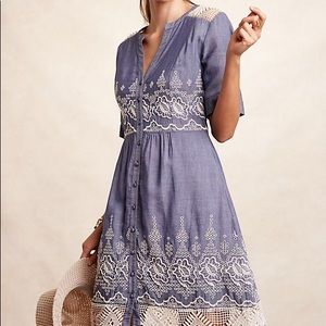 Anthropologie Embroidered Waters Dress